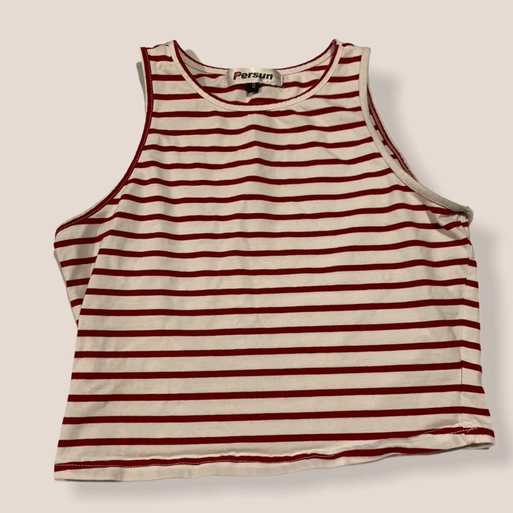 Persun Striped Halter Crop Top